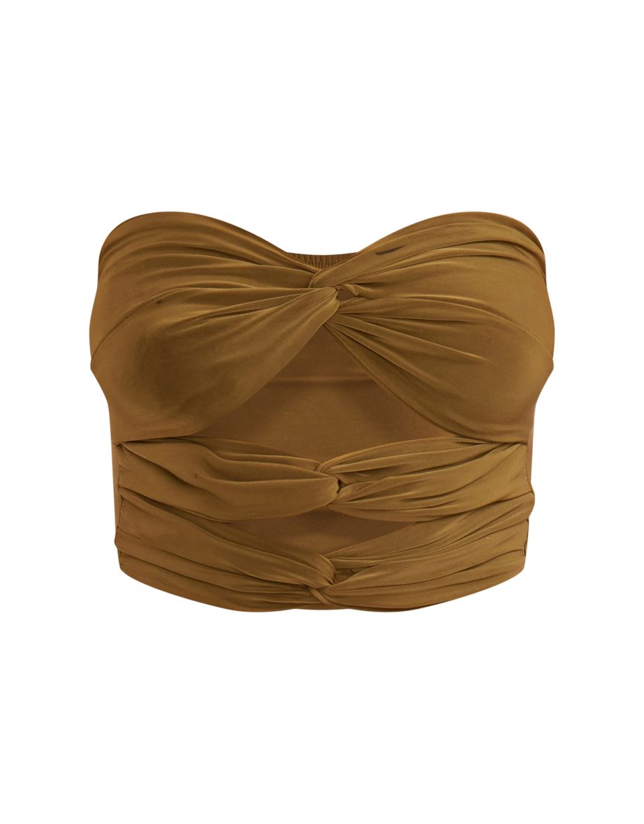 Shop Olive Slinky Cut Out Detail Bandeau Top Online in