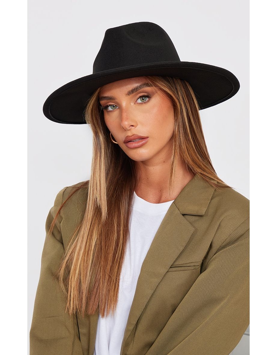 Black Wide Brim Fedora Hat