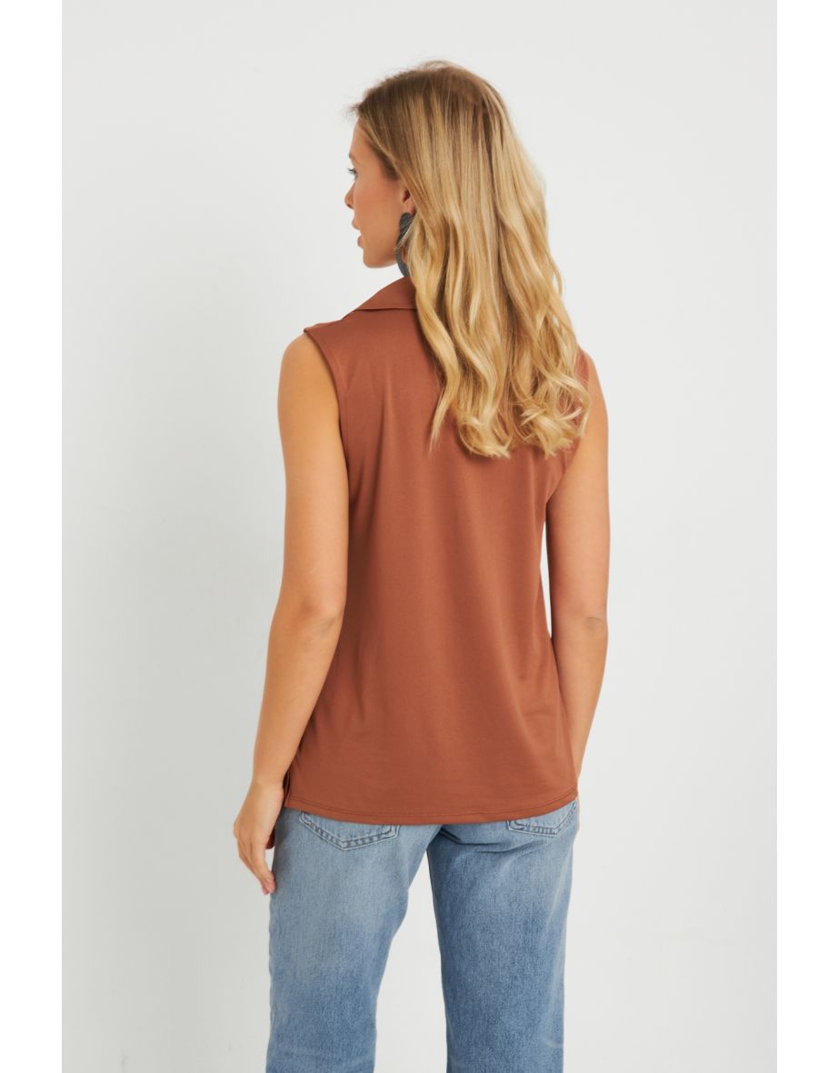 Women Polo Neck Blouse Almond - 5