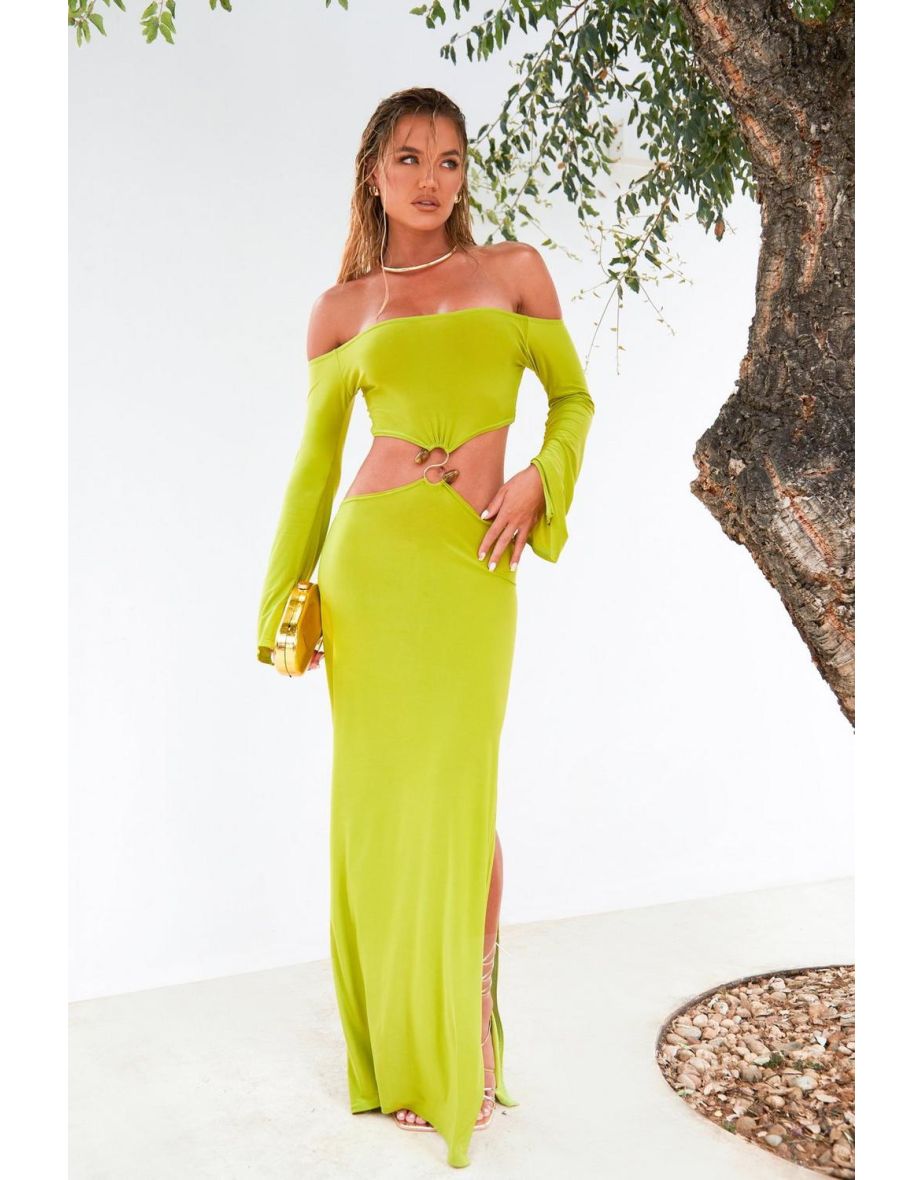 Molly Smith Cut Out Trim Detail Maxi Dress - olive