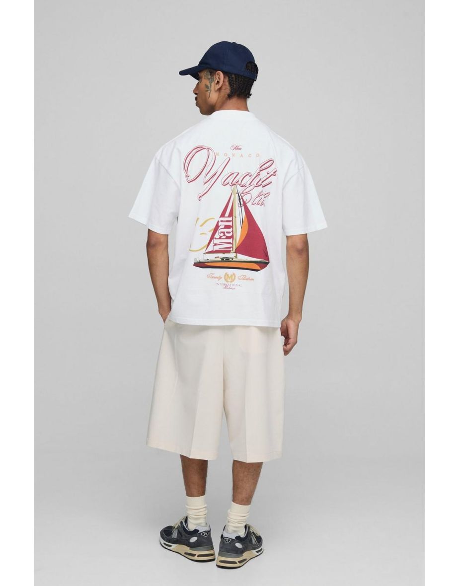 White Oversized Extended Neck Man Monaco Yacht Club T-Shirt - white - 2