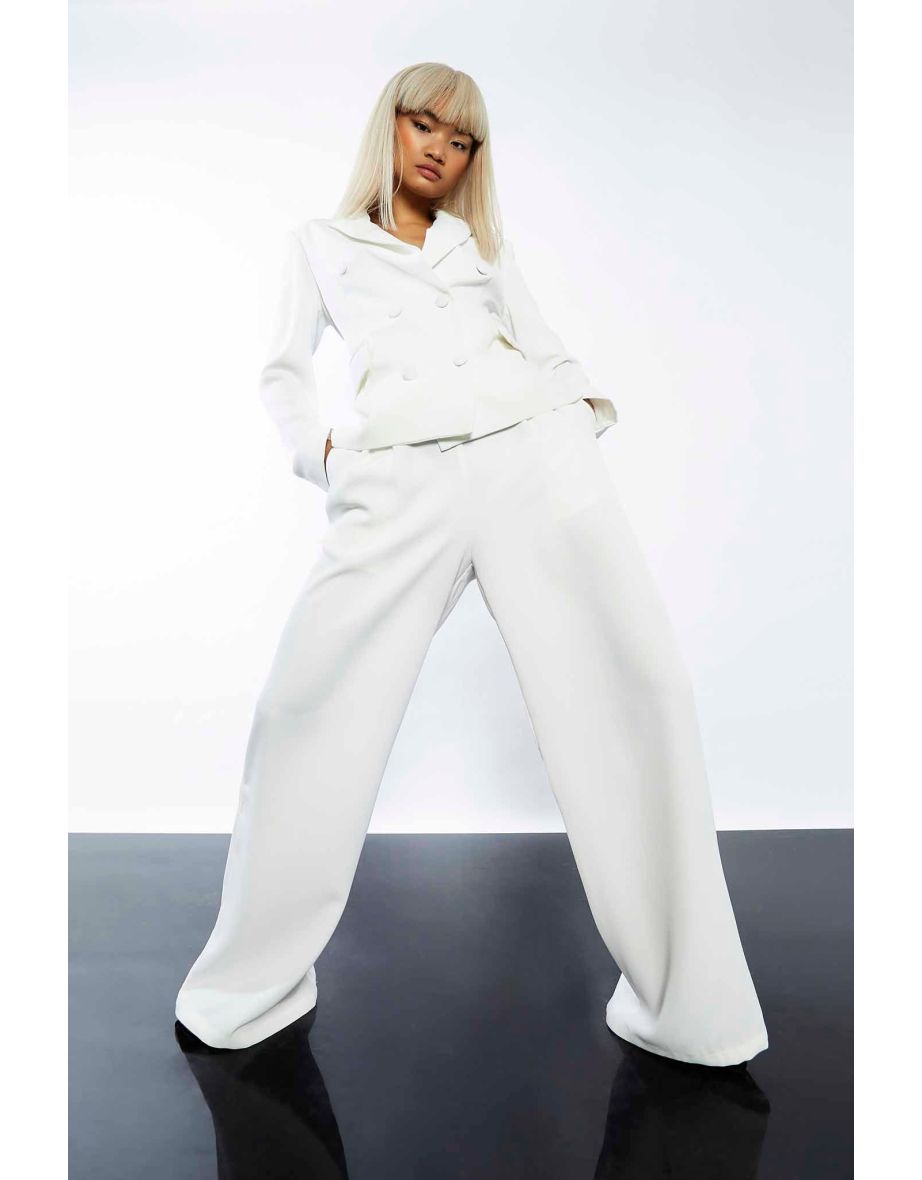 Off White High Waisted Wide Leg Trousers