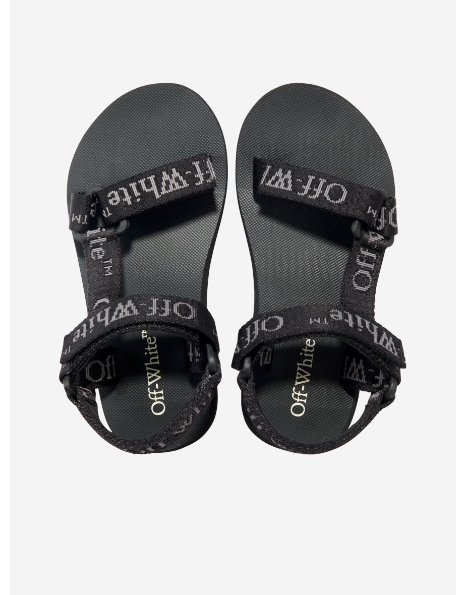 Kids Bookish Logo Band Trek Sandals in Black - 3