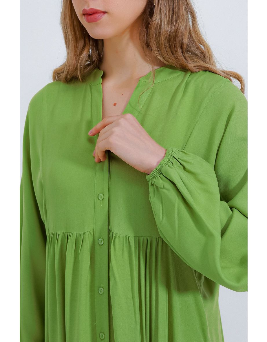Women's Green White Navy Blue Viscose Hijab Dress - 4