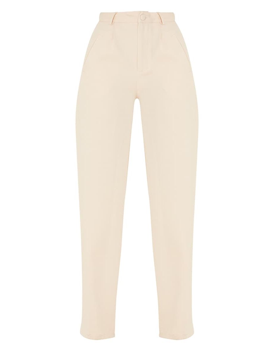 Stone Woven Pleat Detail Wide Leg Trousers - 4