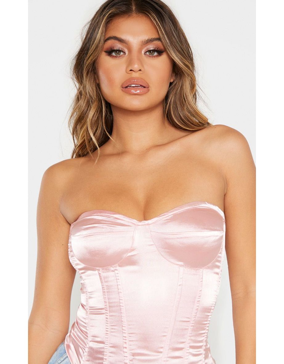 Pastel Pink Satin Corset - 4