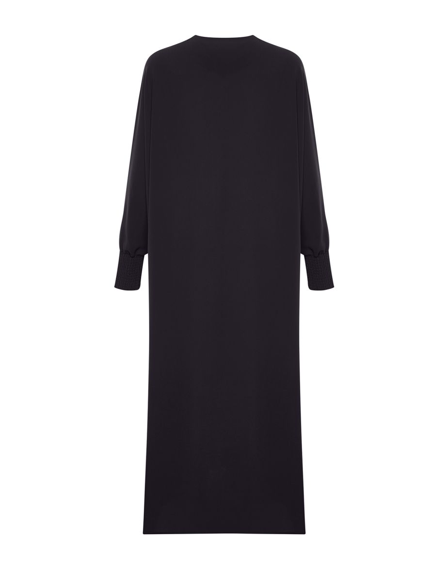 Smoked Wide Fit Bat Sleeve Woven Cap & Ferace & Abaya - 7