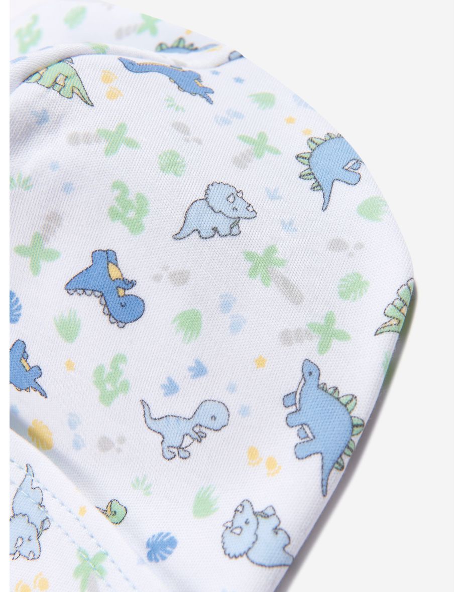 Baby Boys Dinoland Beanie Hat in White - 3