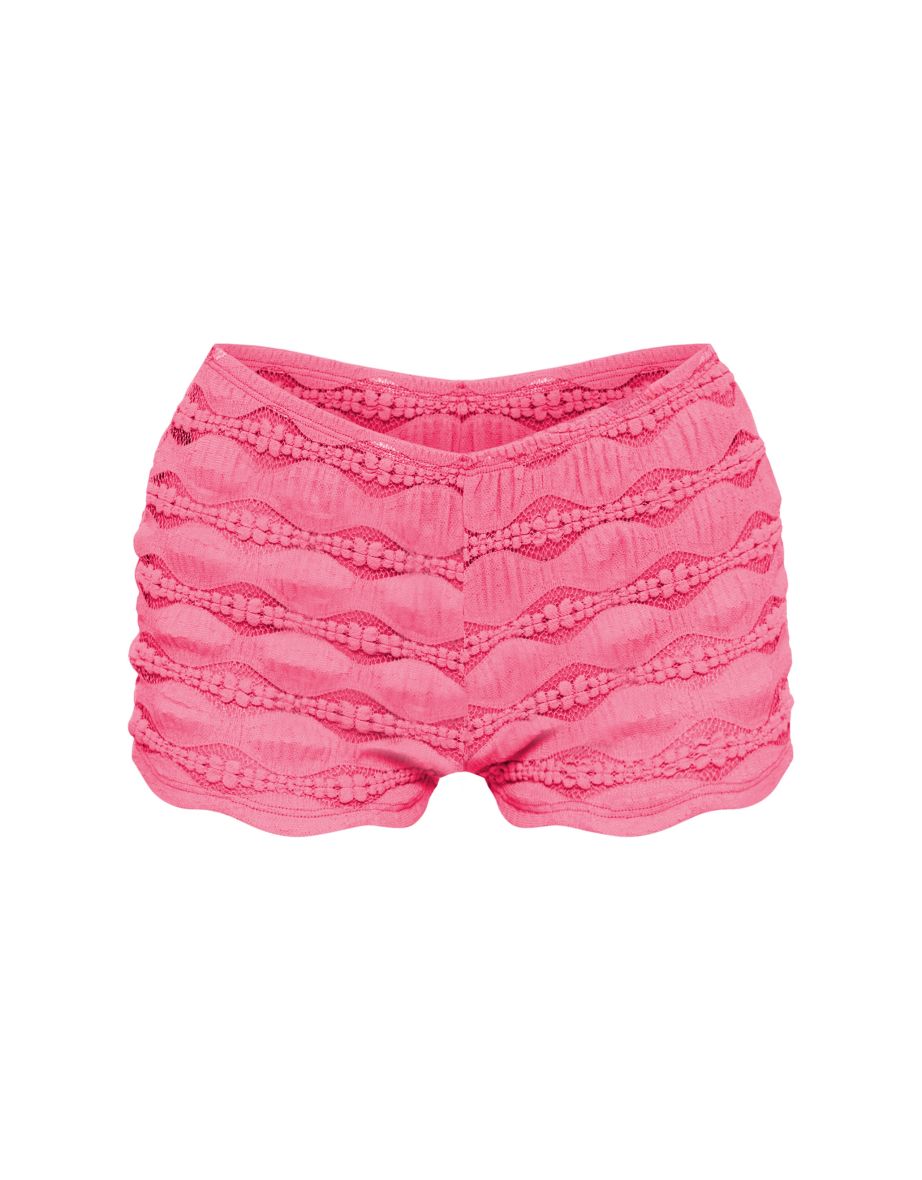 Pink Textured Hot Pant Shorts - 5