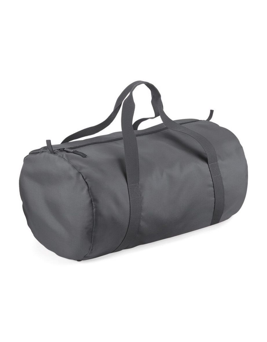 BagBase Packaway Barrel Bag / Duffle Water Resistant Travel Bag (32 Litres) (Pack of 2) - Graphite Grey/Graphite Grey