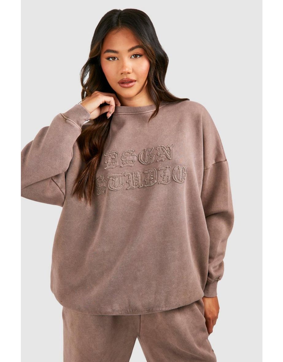 Dsgn Studio Self Fabric Applique Washed Oversized Sweatshirt - mushroom