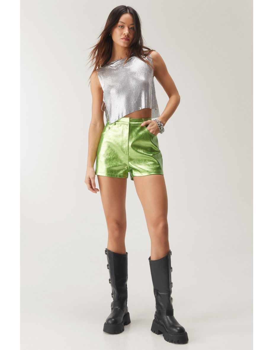 Premium Metallic Faux Leather Booty Shorts