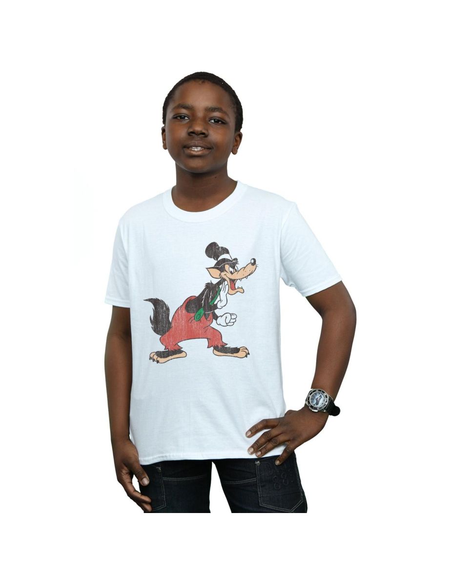 Disney Boys Three Little Pigs Big Bad Wolf T-Shirt - White