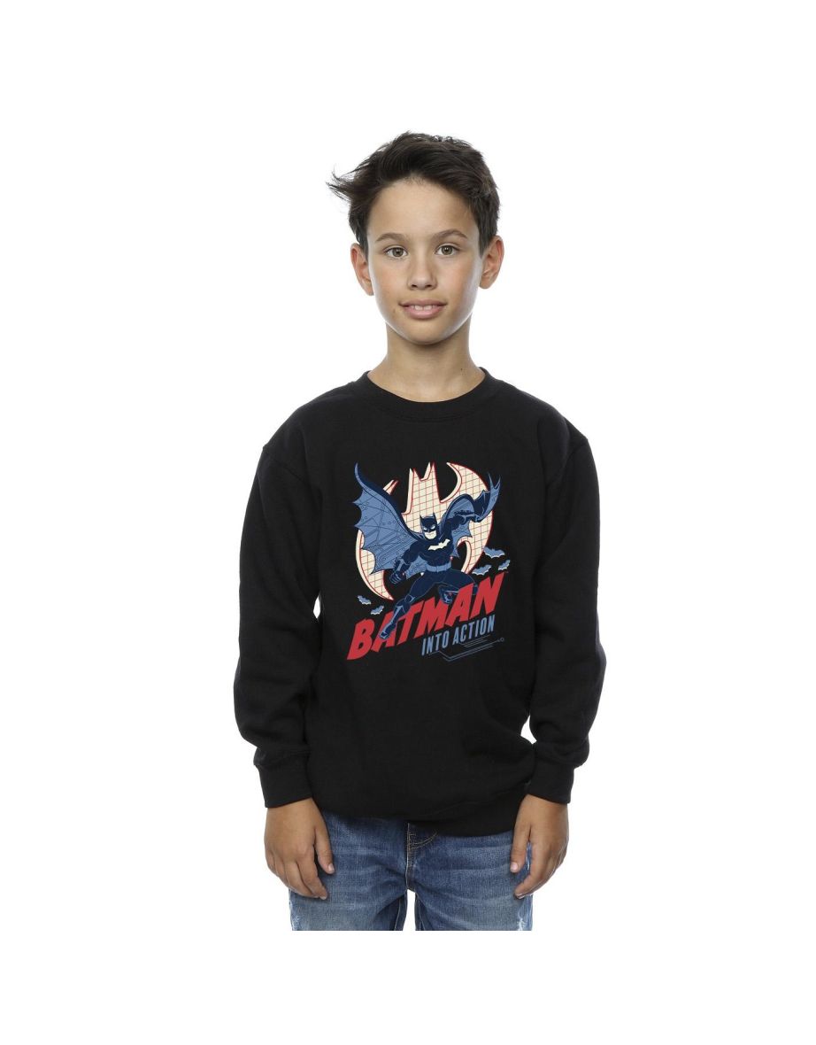 DC Comics Boys Batman Into Action Sweatshirt - Black