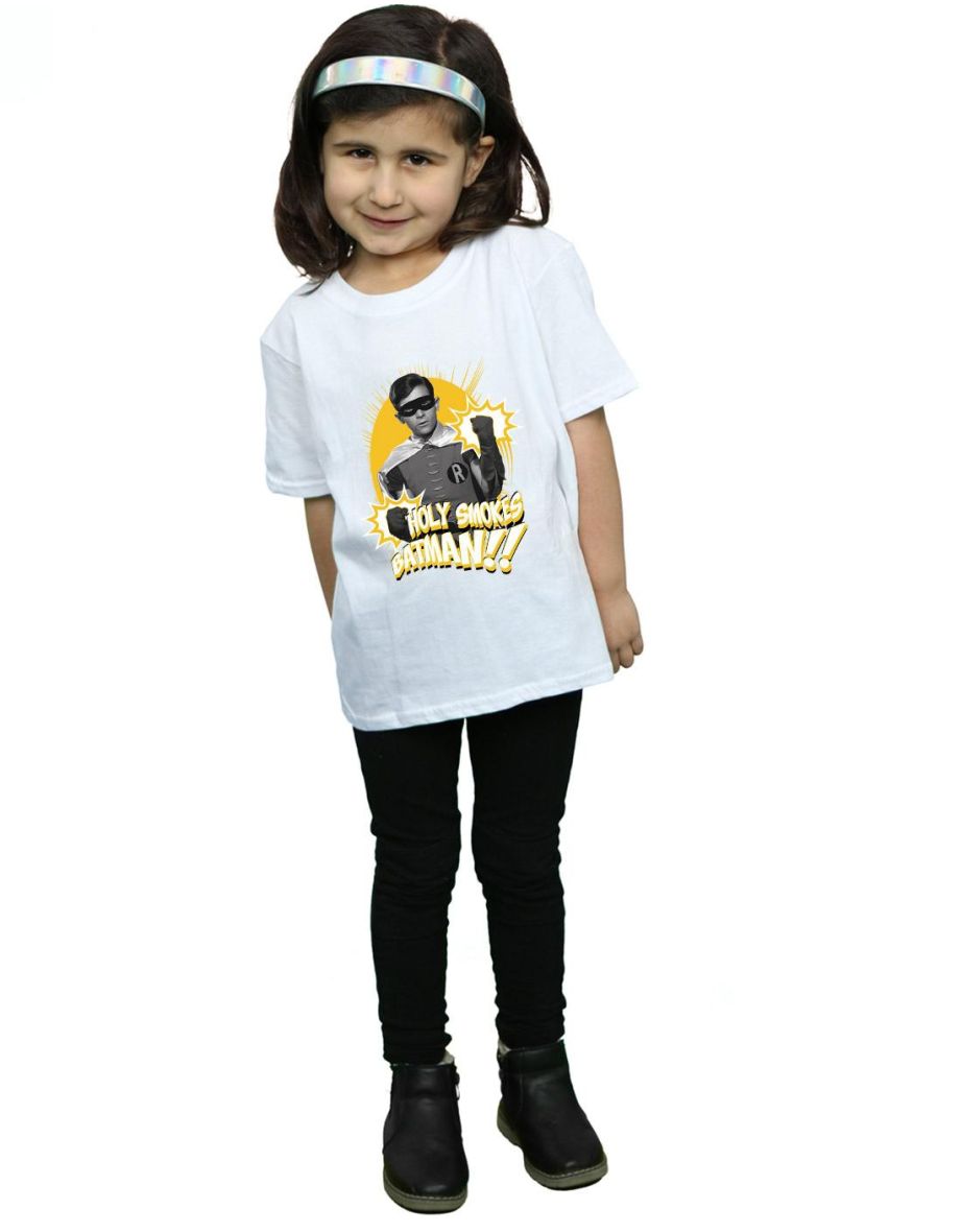 DC Comics Girls Batman TV Series Robin Holy Smokes Cotton T-Shirt - White - 3
