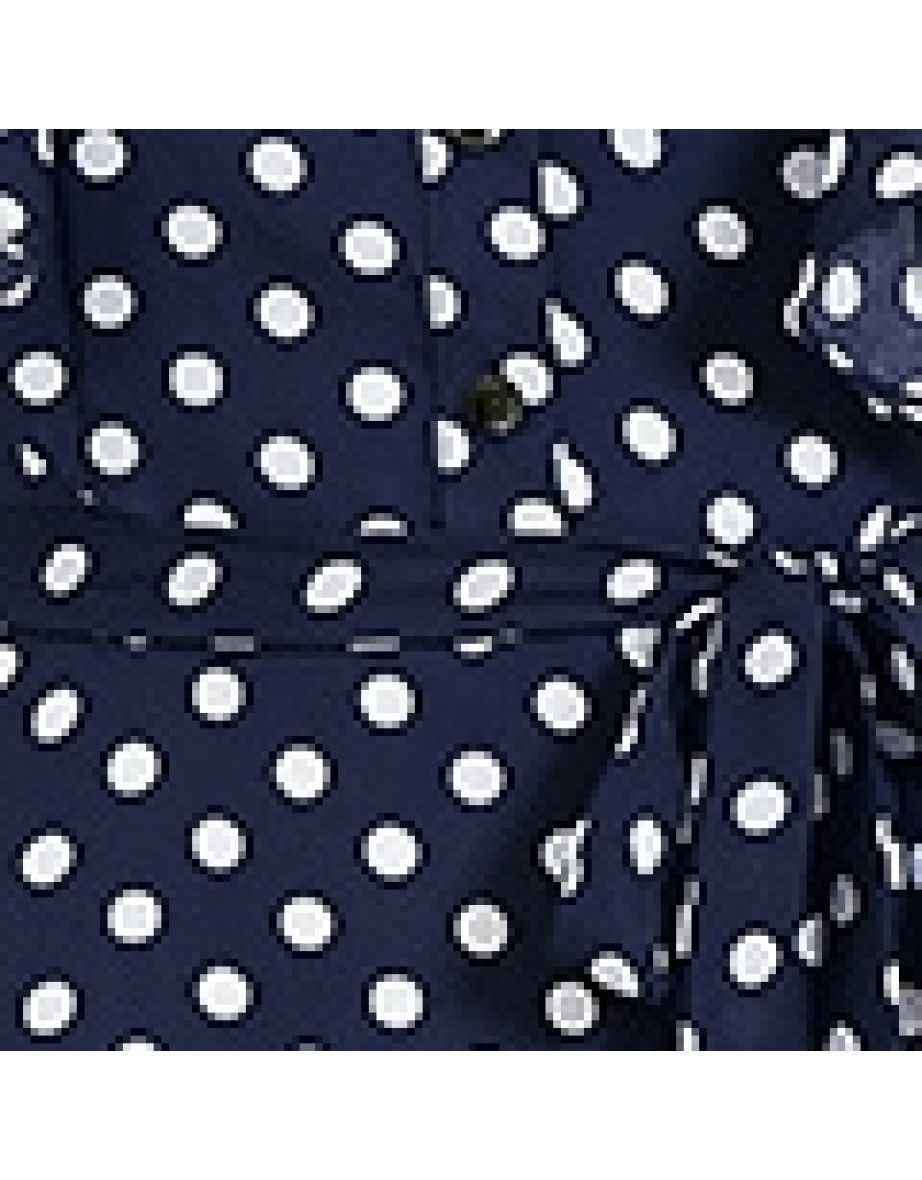 Mela Navy Polka Dot Ruffle Sleeve Midi Dress - 4