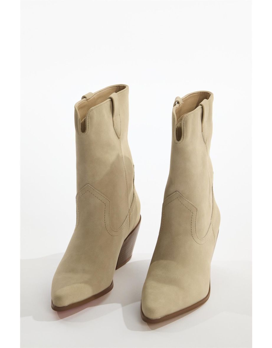 Cream Cowboy Ankle-Boots