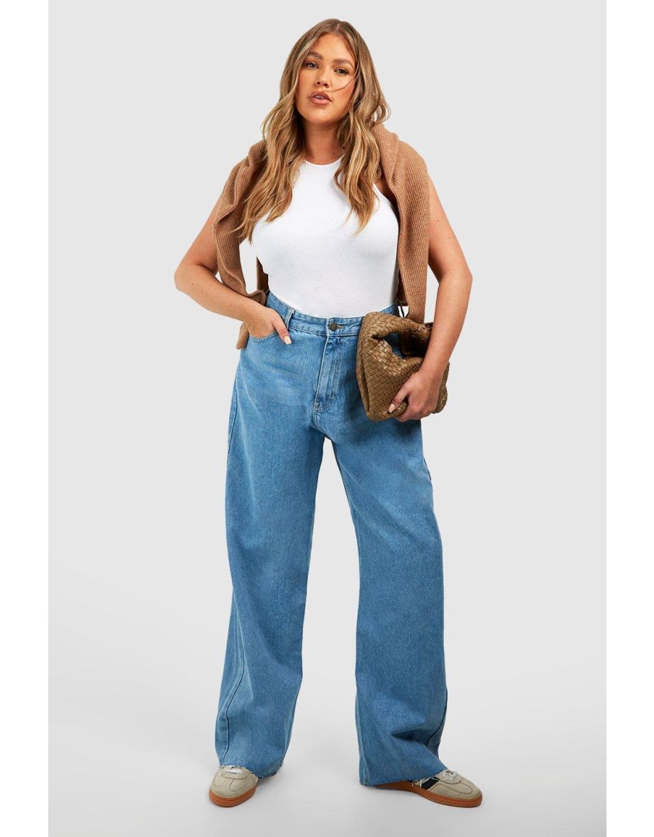 Shop Plus Size Organic Denim Wide Leg Slouchy Jean Online in Qatar VogaCloset