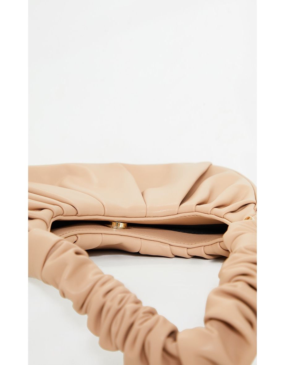 Tan Rouched Handle Shoulder Bag - 3
