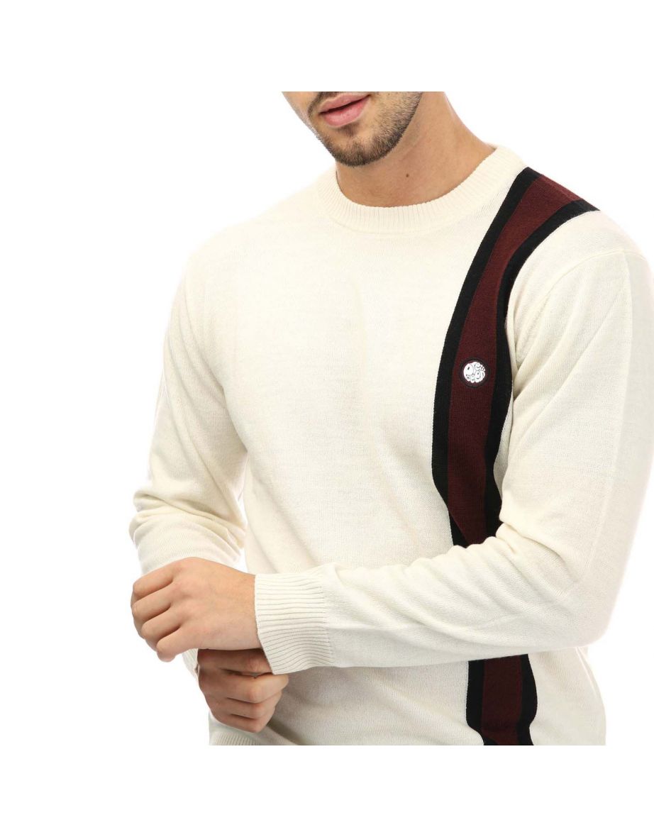 Men's Pretty Green Gleave Crew Neck Sweatshirt in White - 5