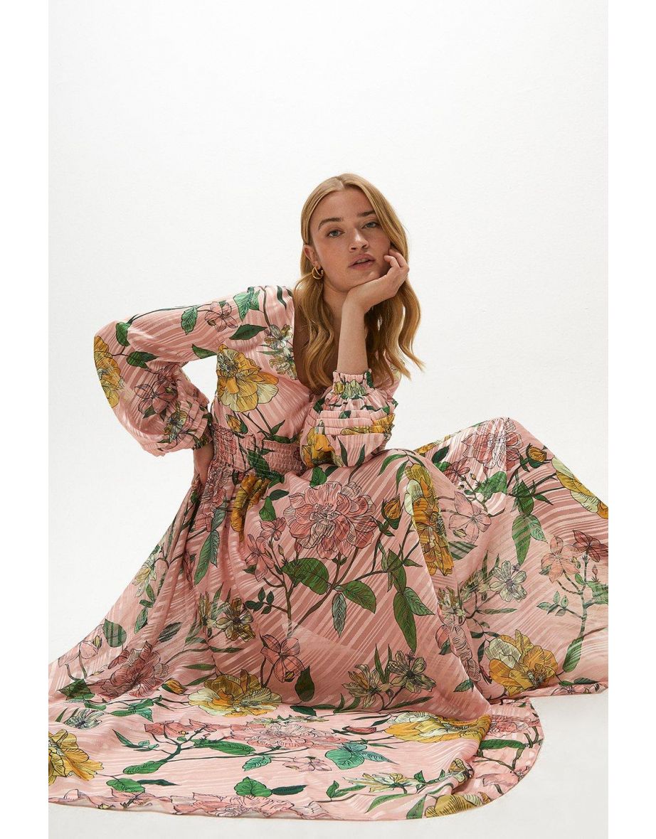 Shirred waist maxi dress hot sale