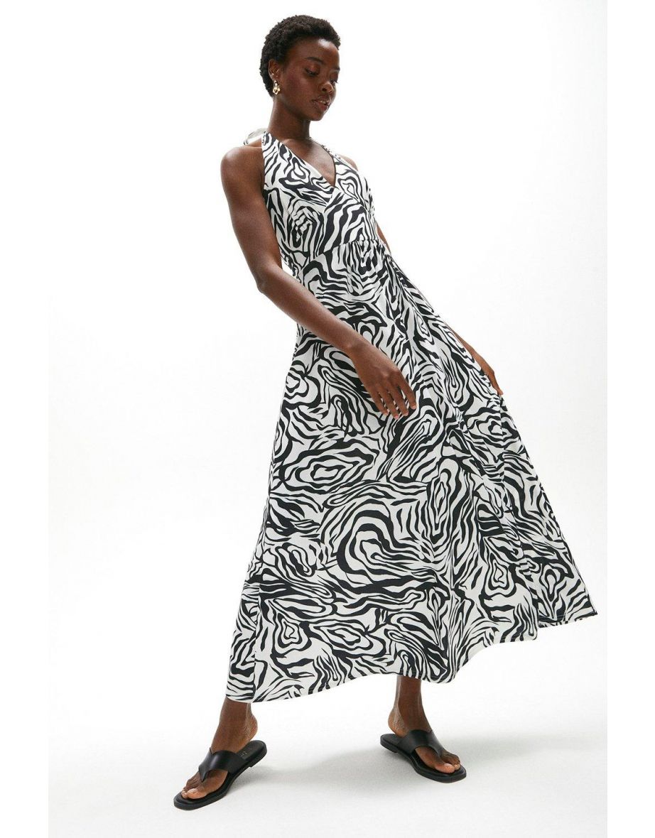 Printed Jersey Halter Neck Dress