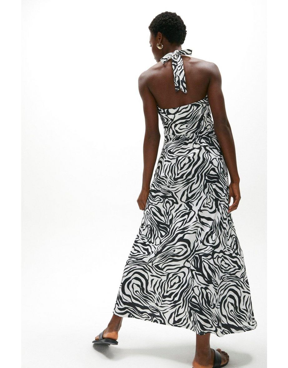 Printed Jersey Halter Neck Dress - 2