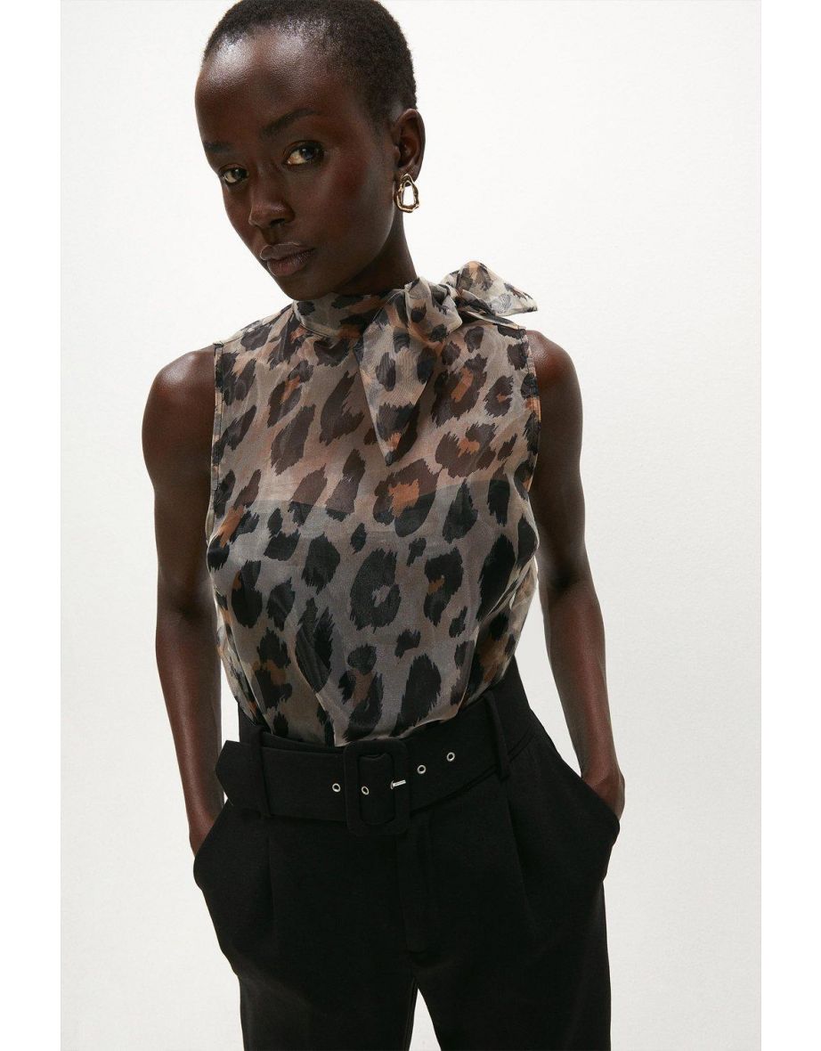 Bow Organza Leopard Bodysuit