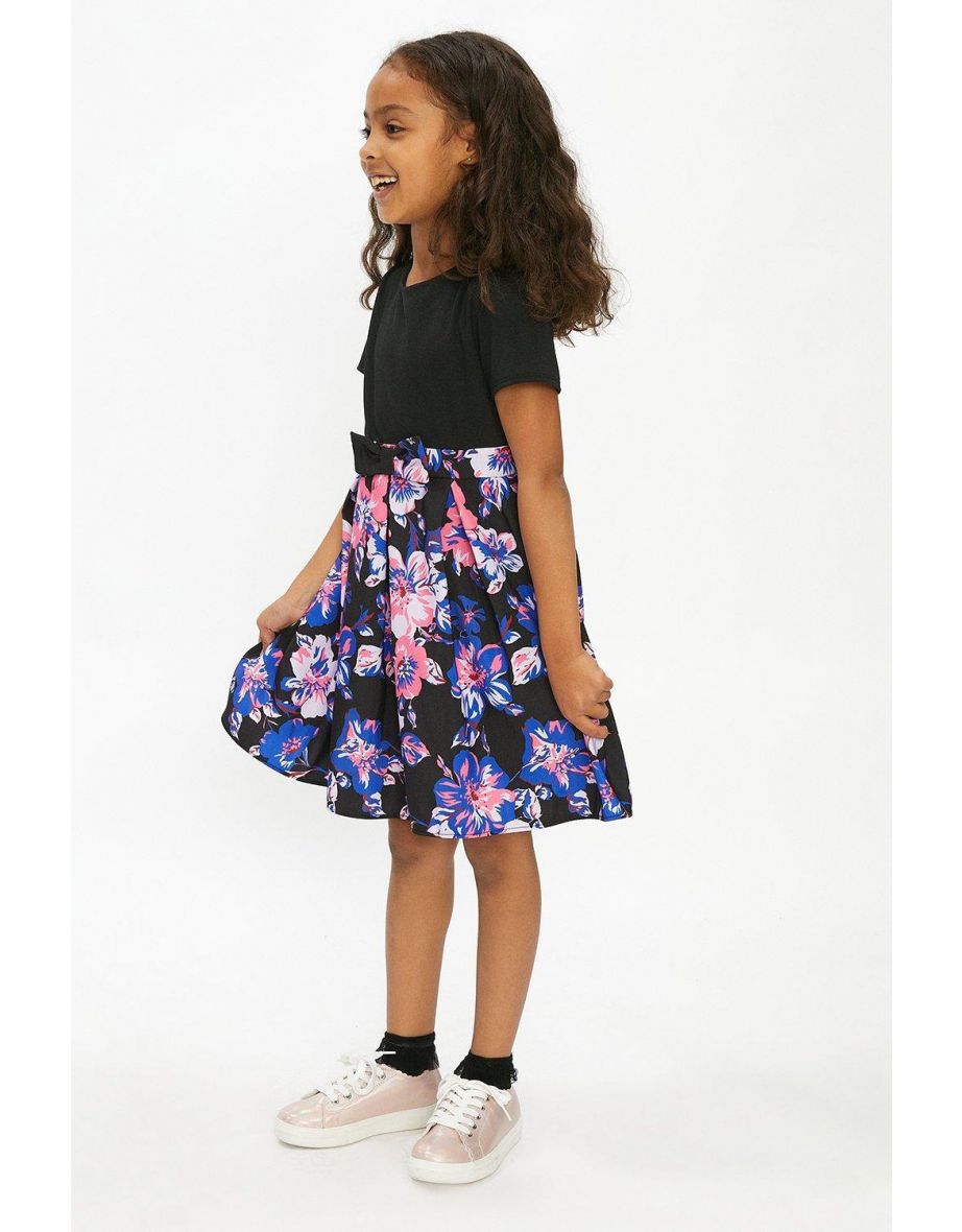 Girls Ottoman And Ponte Bow Front Dress