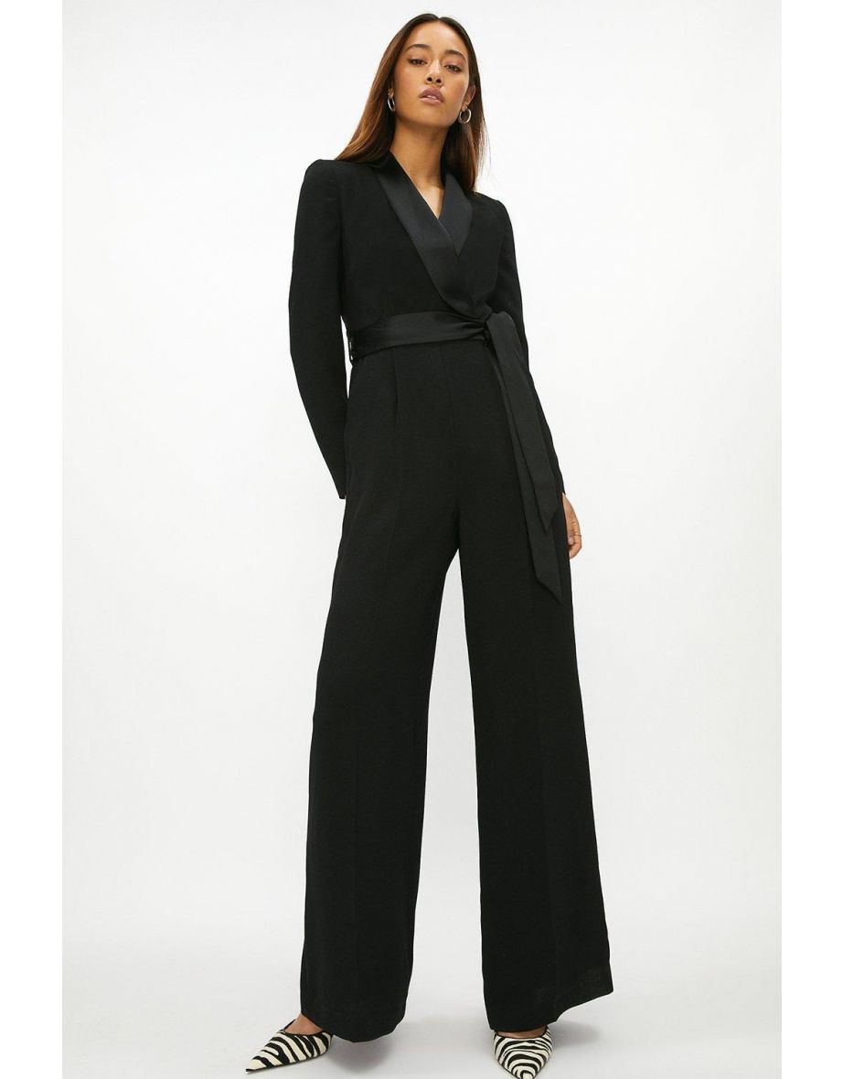 Wide Leg Tuxe Wrap Jumpsuit