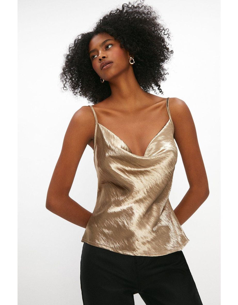 Satin cowl neck cami cheap