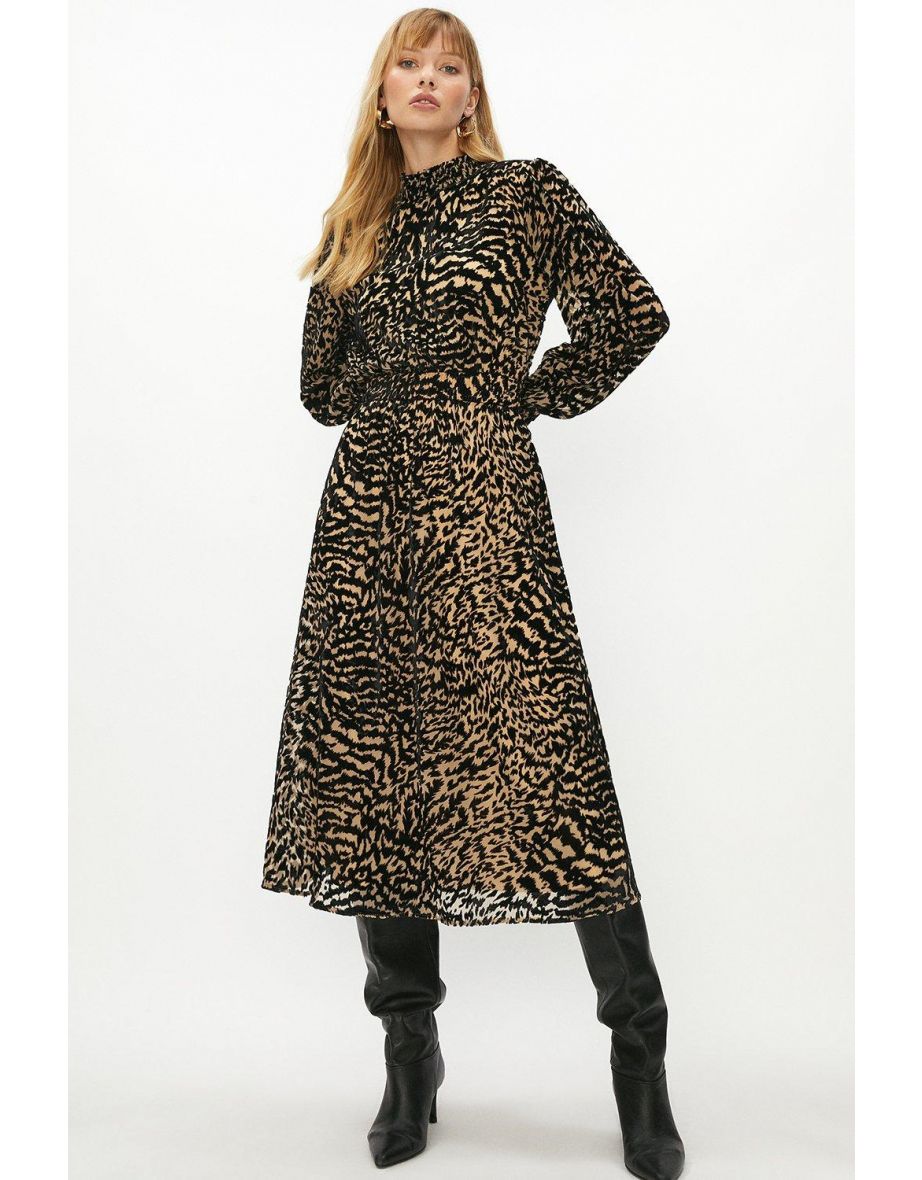 Long Sleeved High Neck Midi Dress