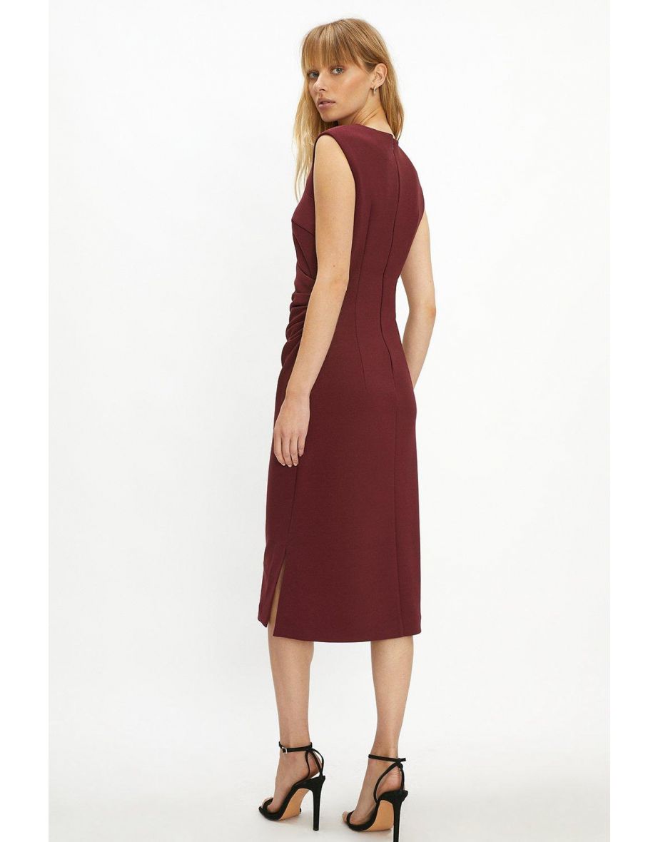 V Neck Ruched Detail Midi Dress - 2