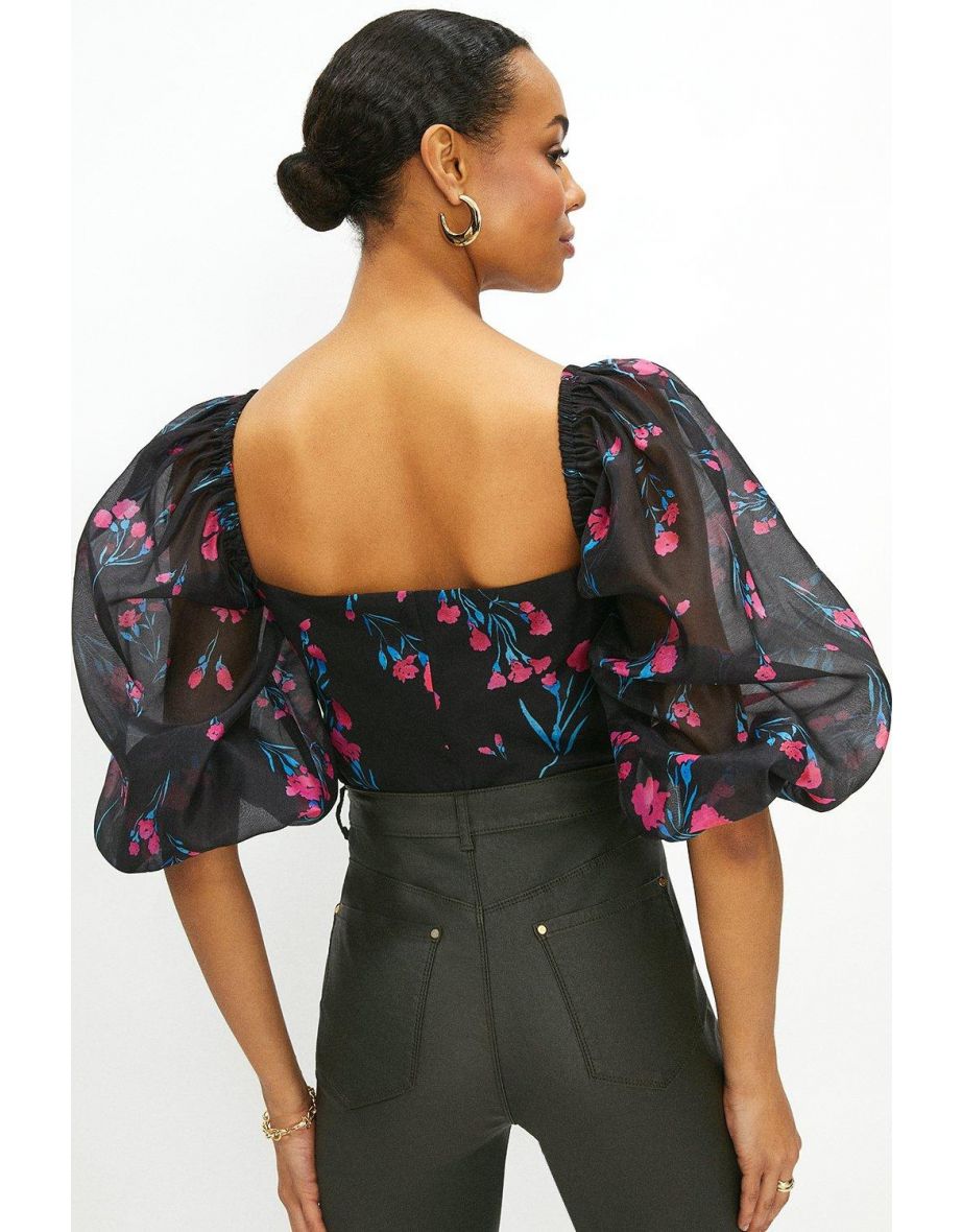 Matte Organza Full Sleeve Body - 2