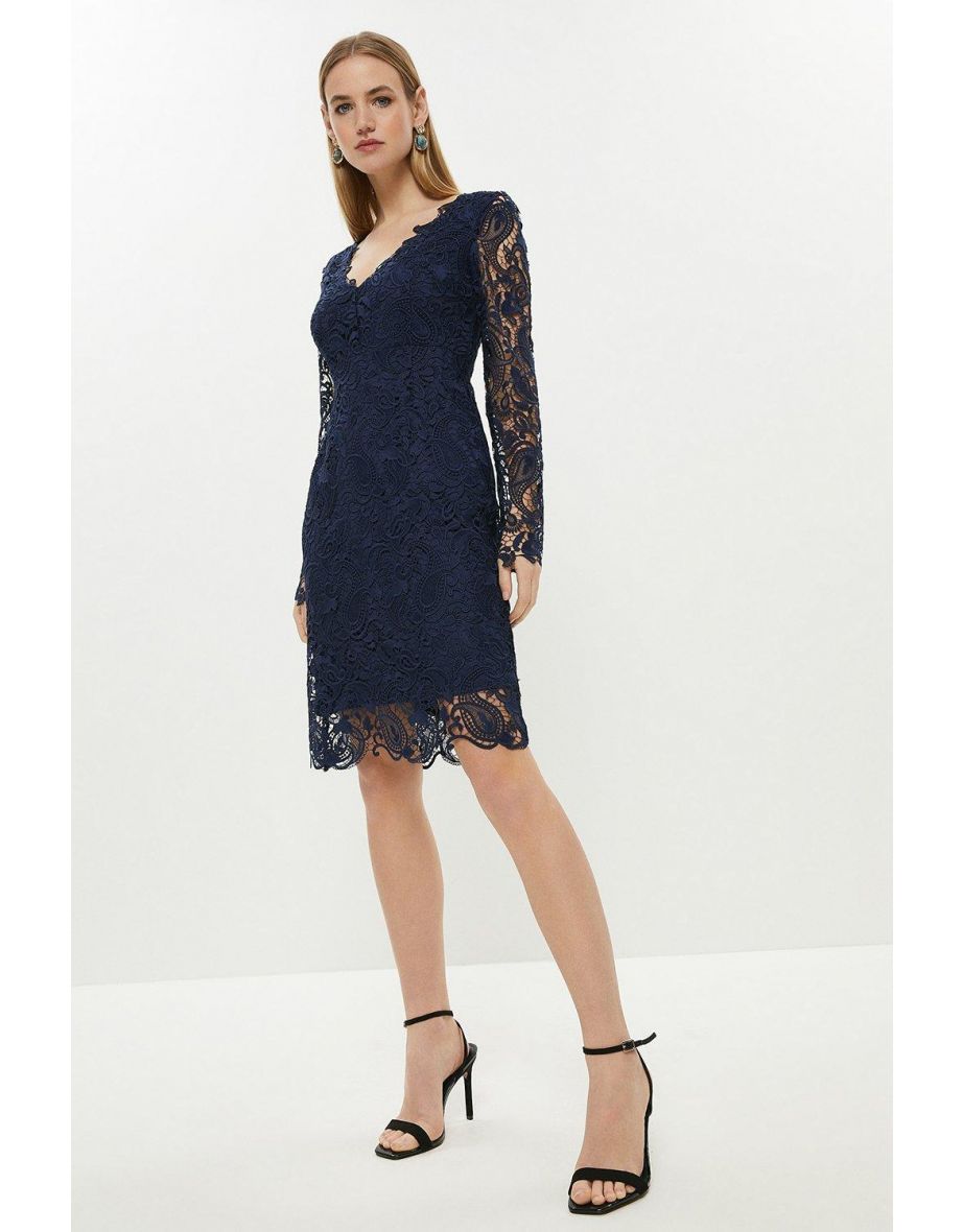 Paisley Lace Long Sleeve Shift Dress