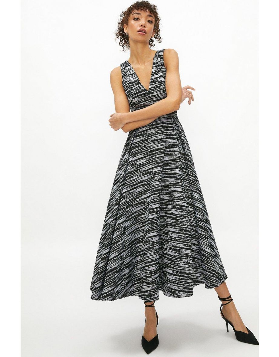 Full Skirt Jacquard Dress