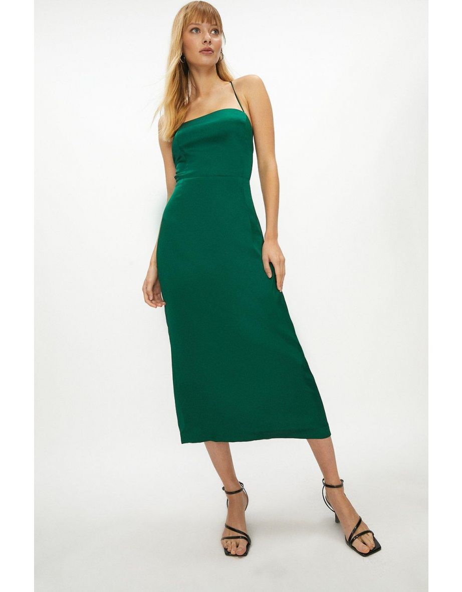 Strappy Back Satin Midi Dress