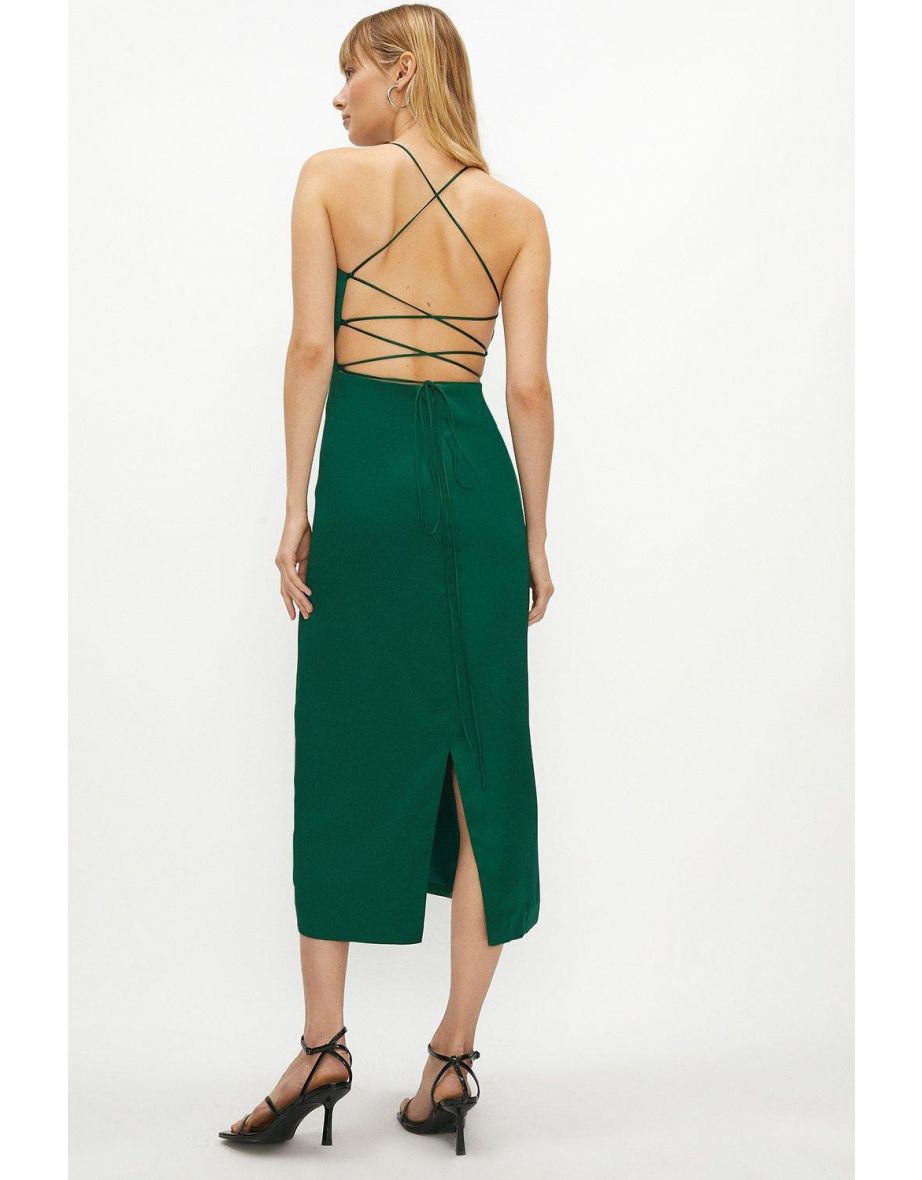 Strappy Back Satin Midi Dress - 2