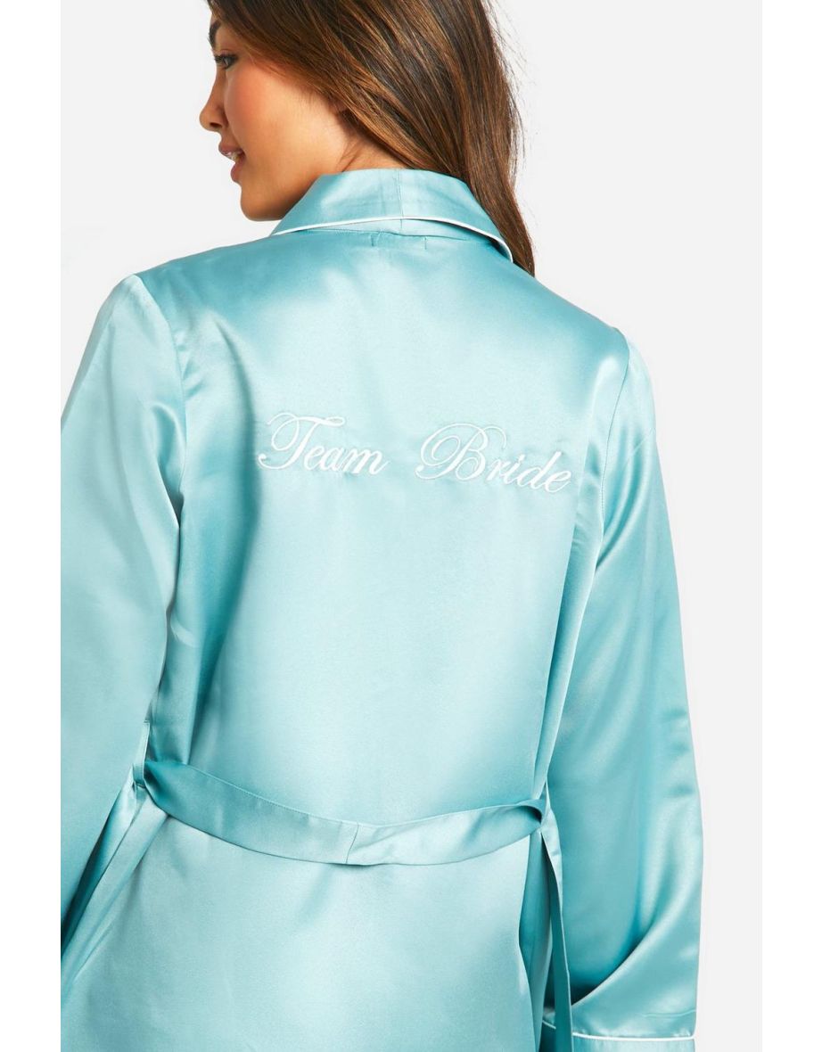 Team Bride Satin Short Robe - sage - 3