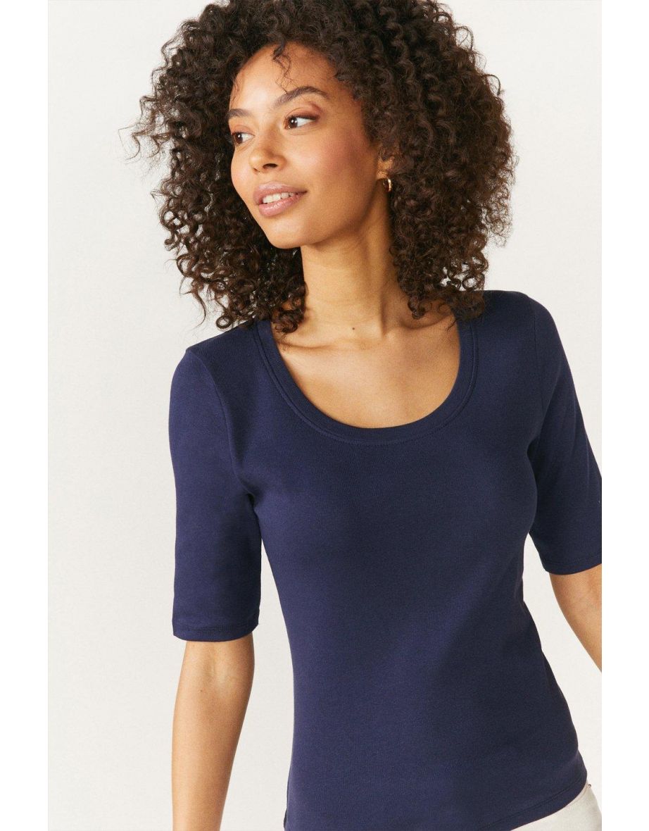 Scoop Neck Half Sleeve Organic Cotton Top