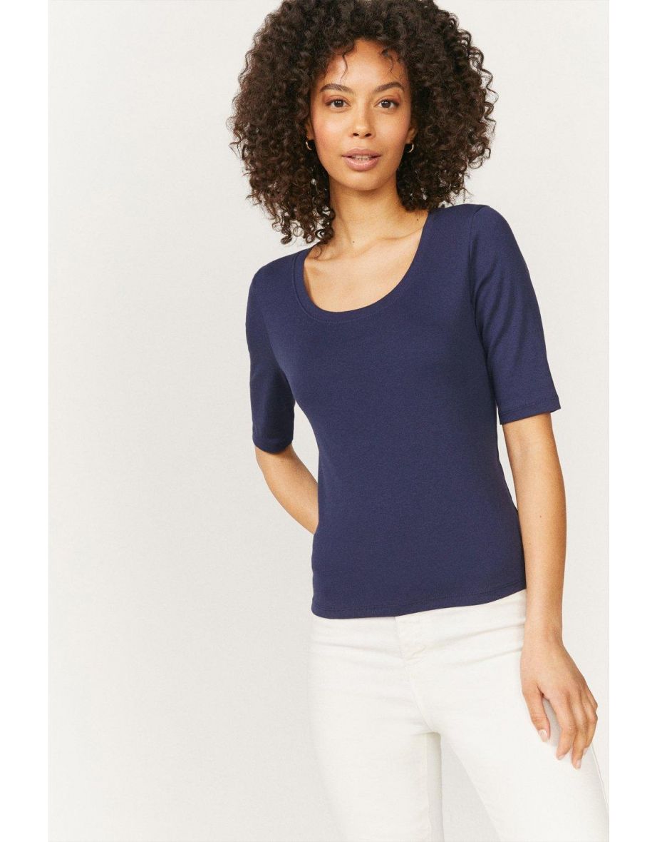 Scoop Neck Half Sleeve Organic Cotton Top - 2