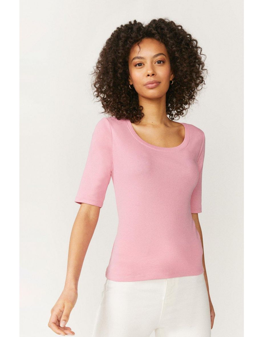 Scoop Neck Half Sleeve Organic Cotton Top