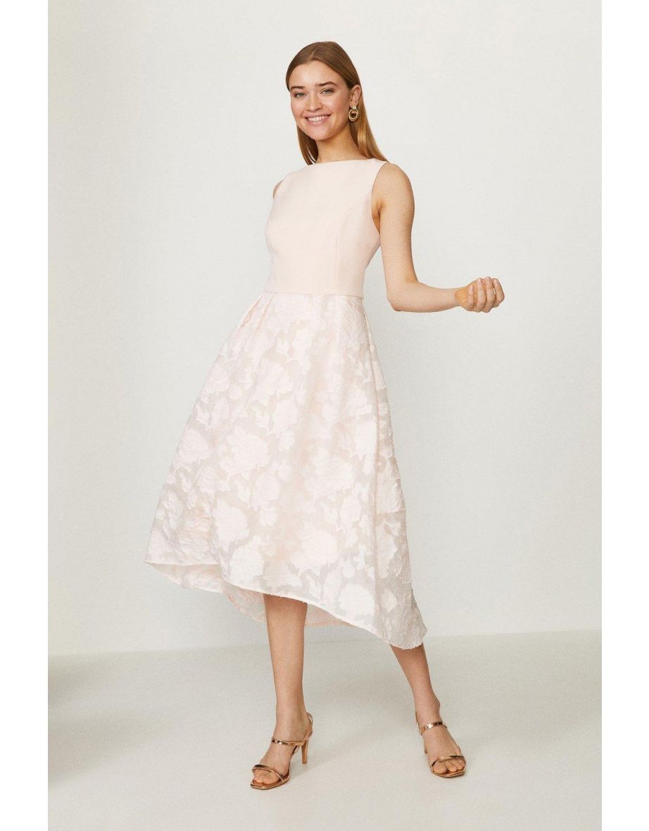High Low Clipped Jacquard Dress