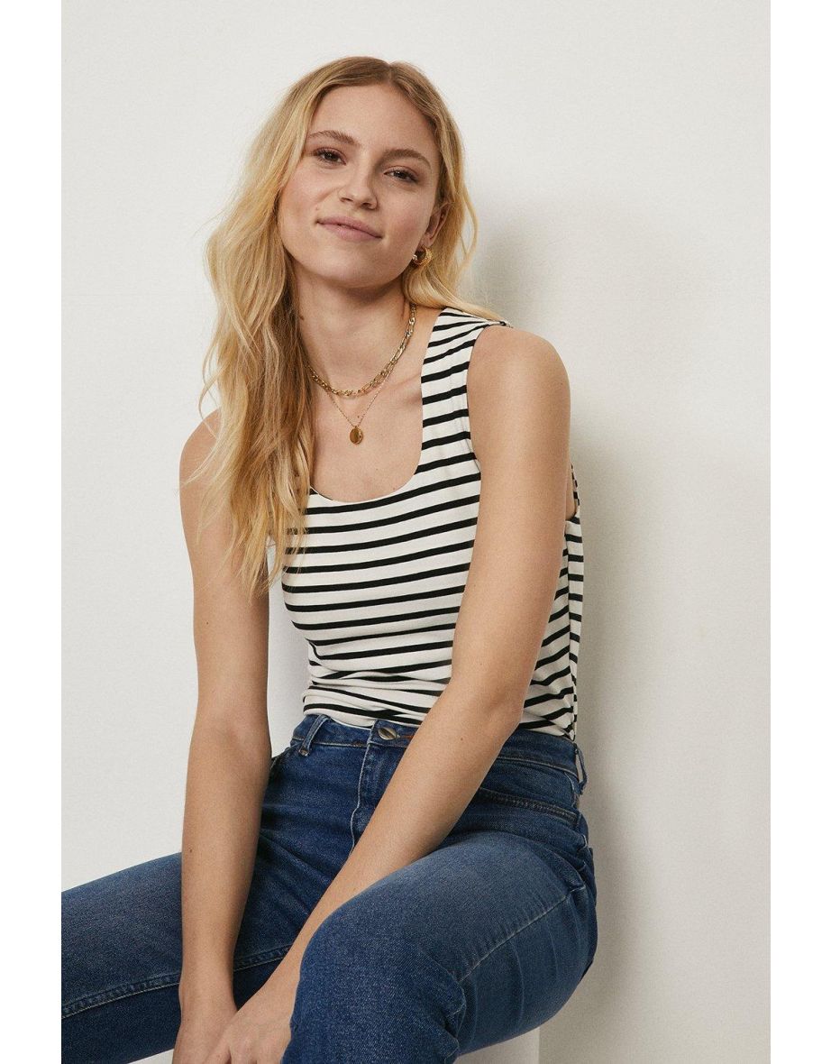 Organic Cotton Stripe Scoop Neck Vest