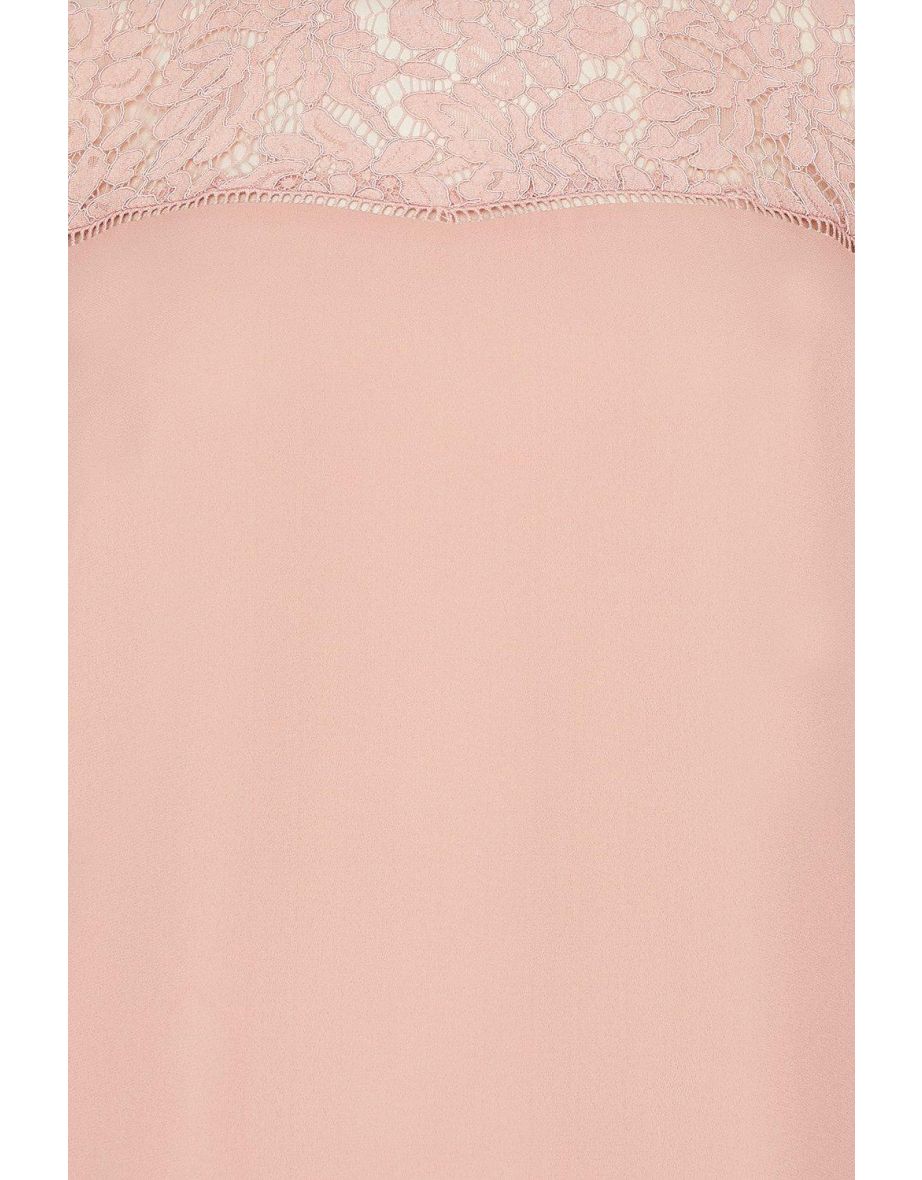 Short Sleeve Lace And Ruffle Shell Top - 2