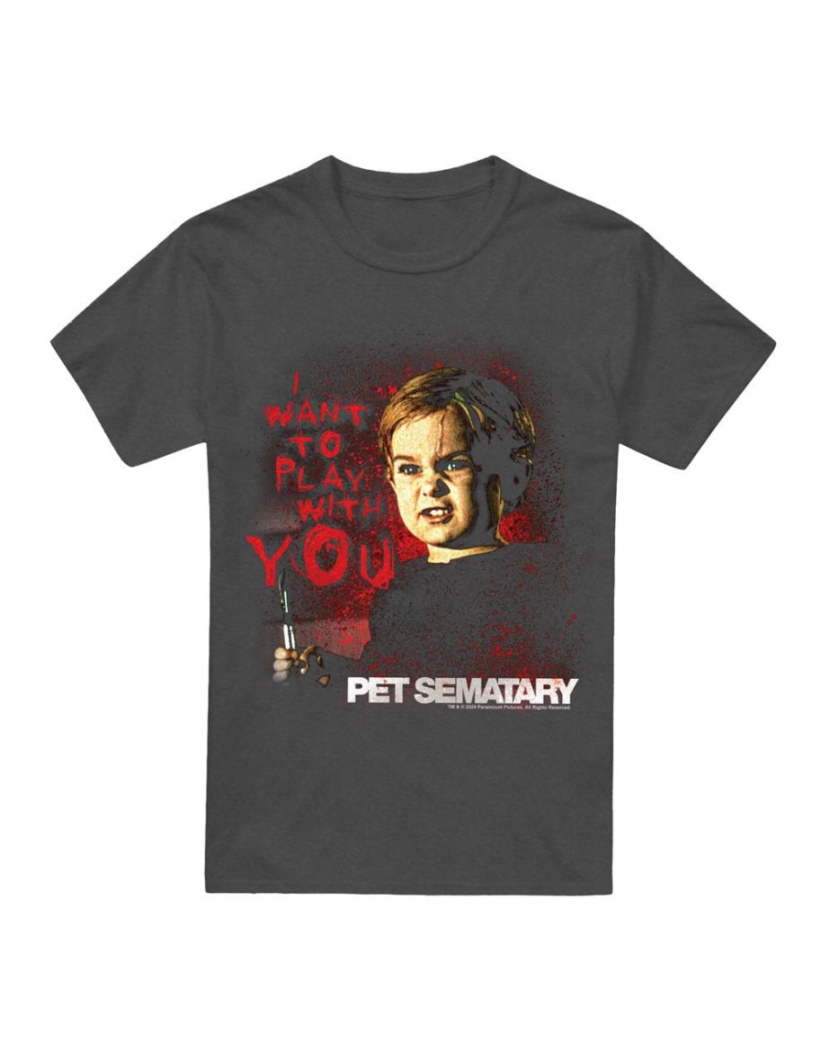 Pet Sematary Unisex Adult I Want To Play T-Shirt - Charcoal