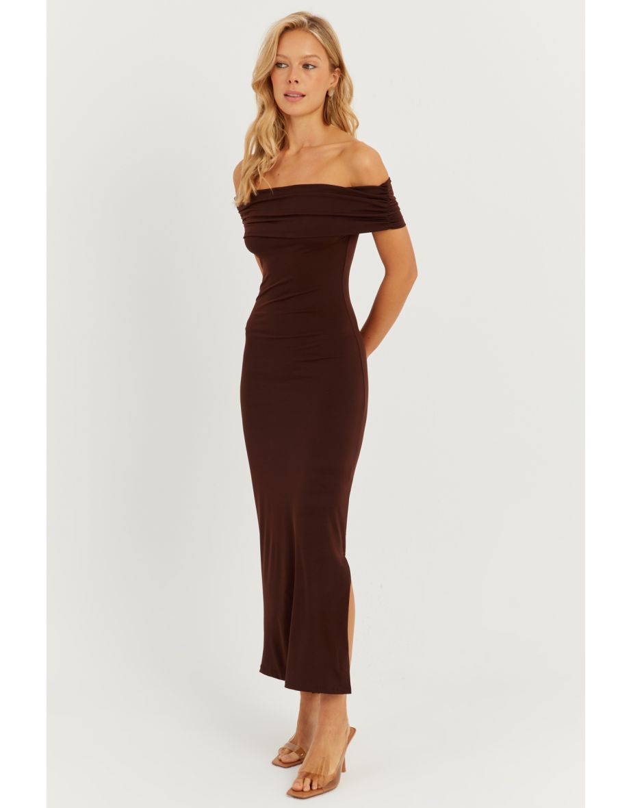 Women's Brown Madonna Collar Dress - 4