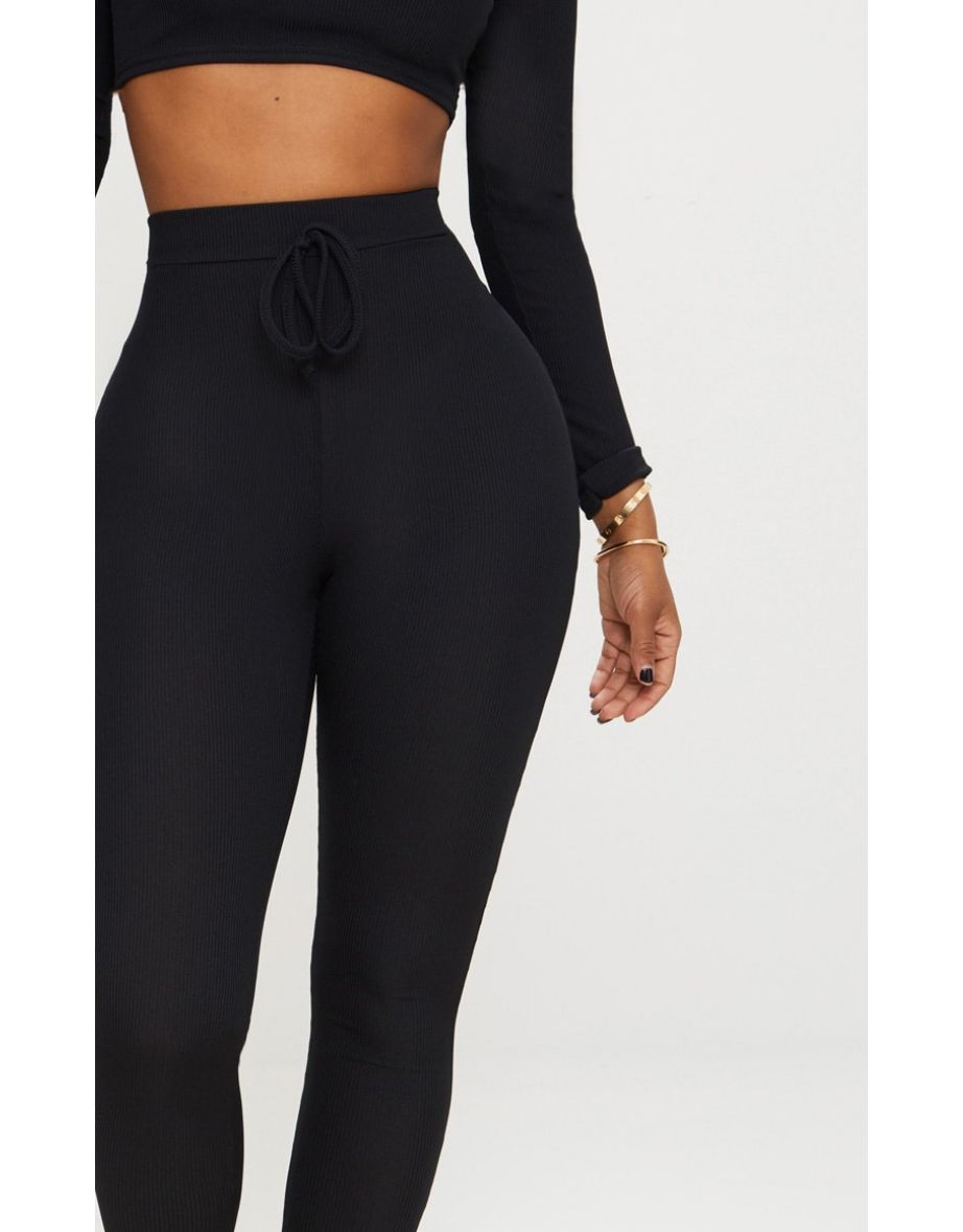 Shape Black Ribbed High Waist Leggings - 4