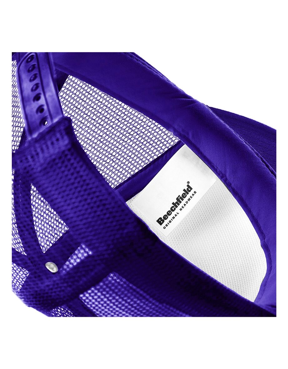 Beechfield Vintage Plain Snap-Back Trucker Cap - Purple/White - 2