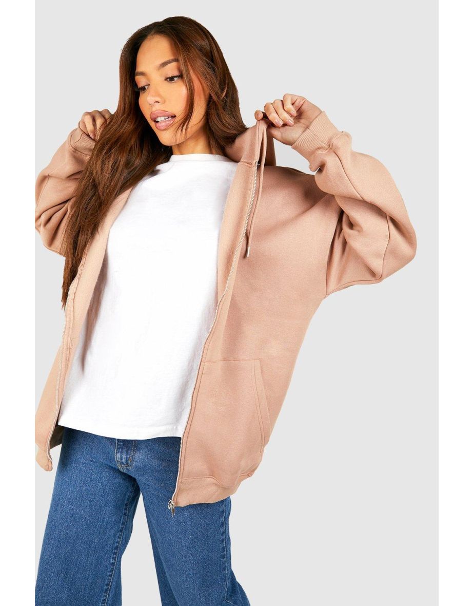 Tall Basic Zip Through Hoodie - taupe